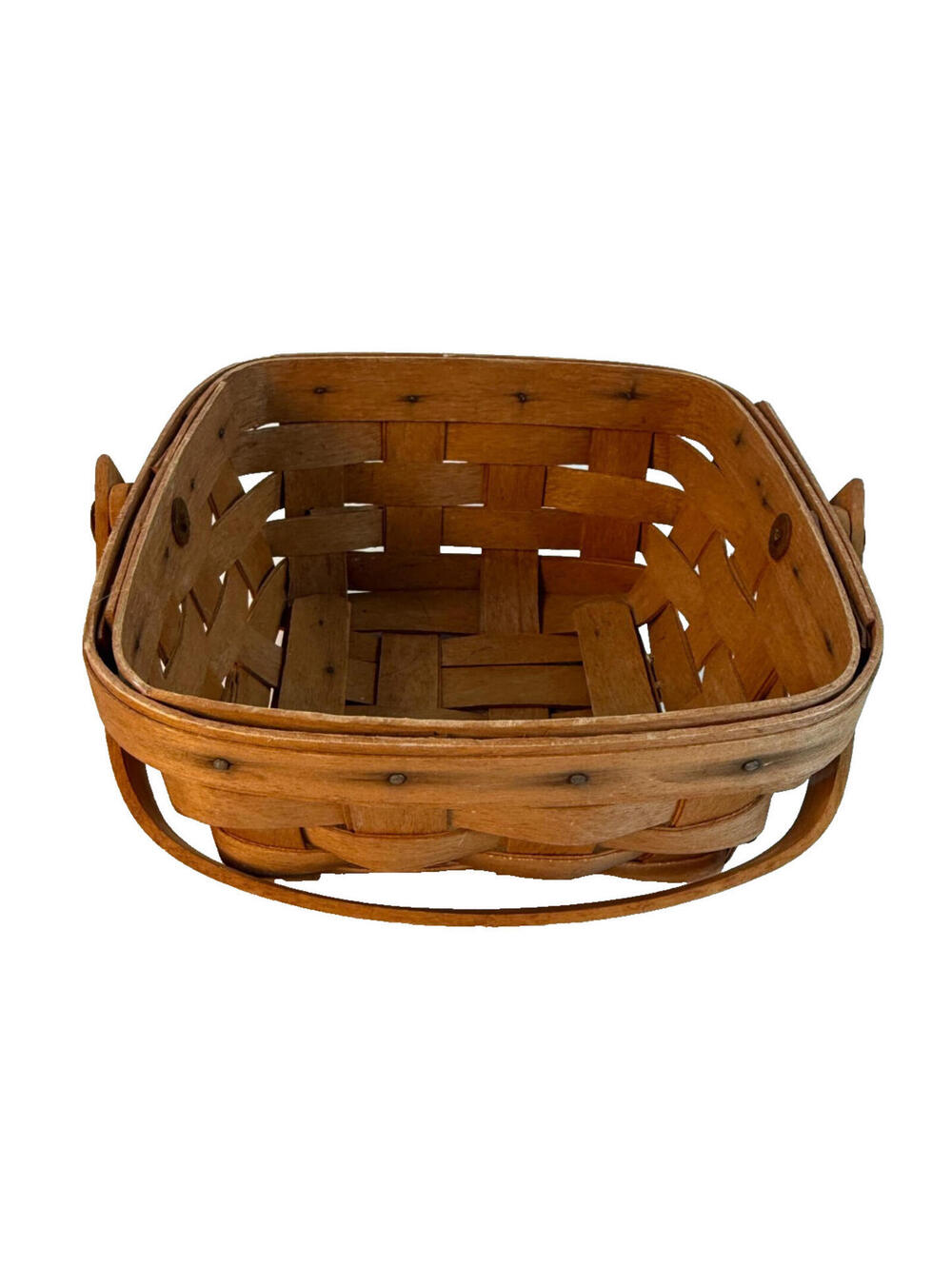 1991 Longaberger Small Berry Basket w/Swinging Handle 6.5"L x 6.5"W x 3"H